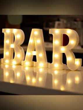 Target White LED Marquee Letters - 'BAR' Decorative Light